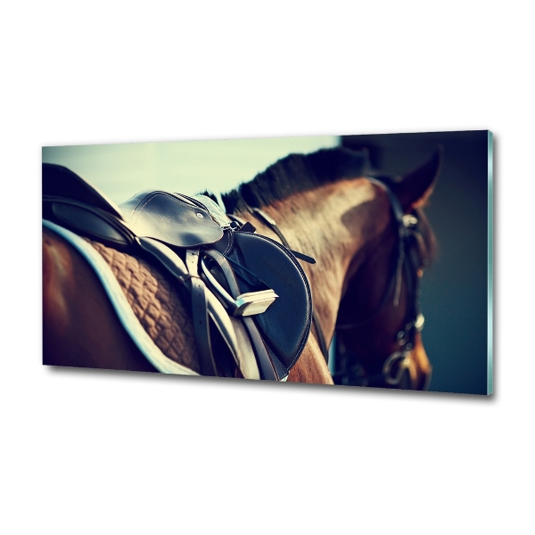 Wall art on glass Saddle with stirrups