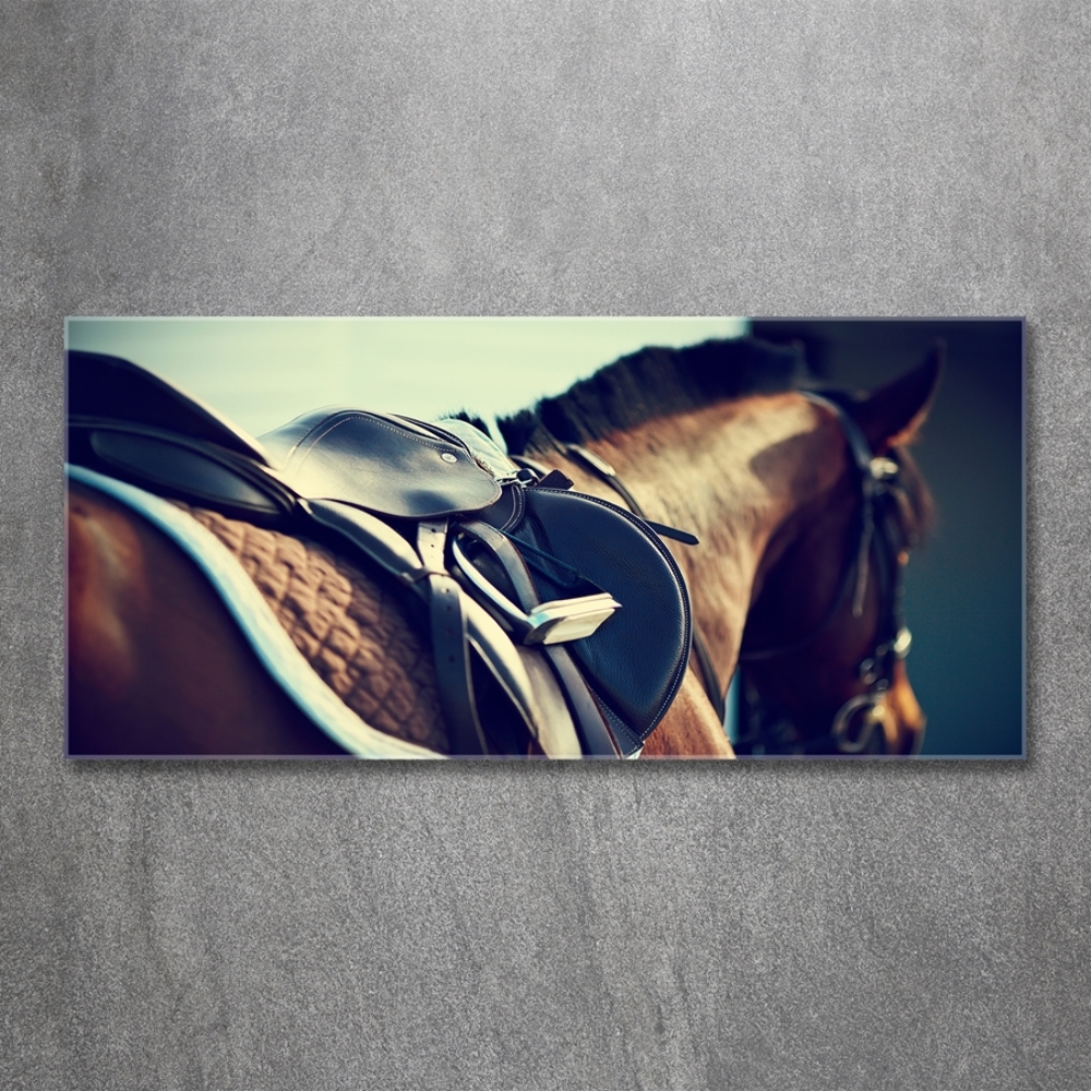 Wall art on glass Saddle with stirrups