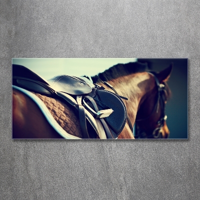 Wall art on glass Saddle with stirrups