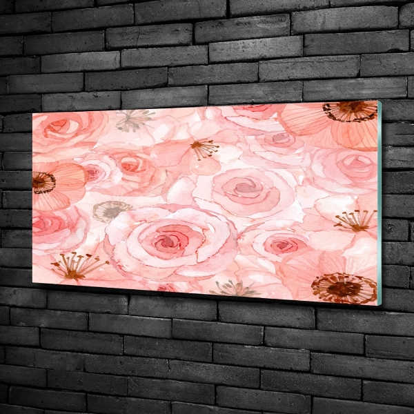 Glass wall art Floral pattern