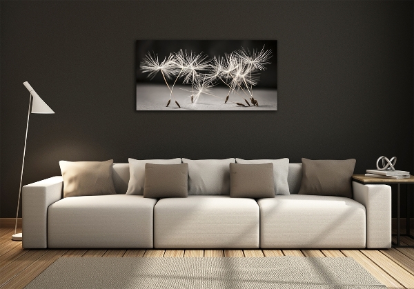 Printed glass wall art Dandelion seeds