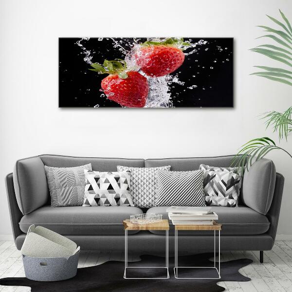 Glass art picture Strawberries and water