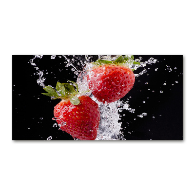 Glass art picture Strawberries and water