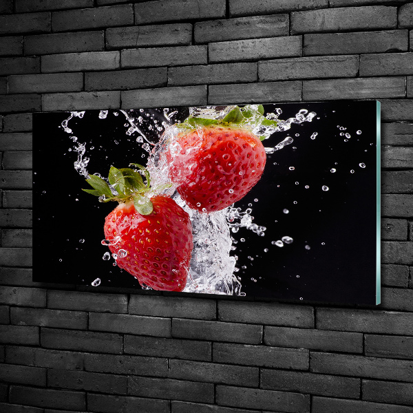 Glass art picture Strawberries and water