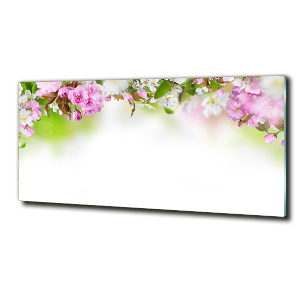 Glass picture wall art Spring flowers