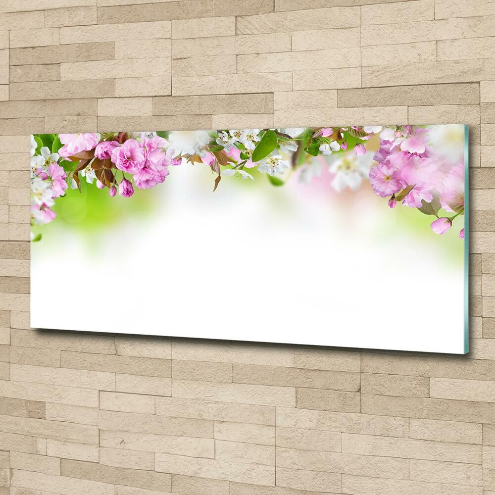 Glass picture wall art Spring flowers