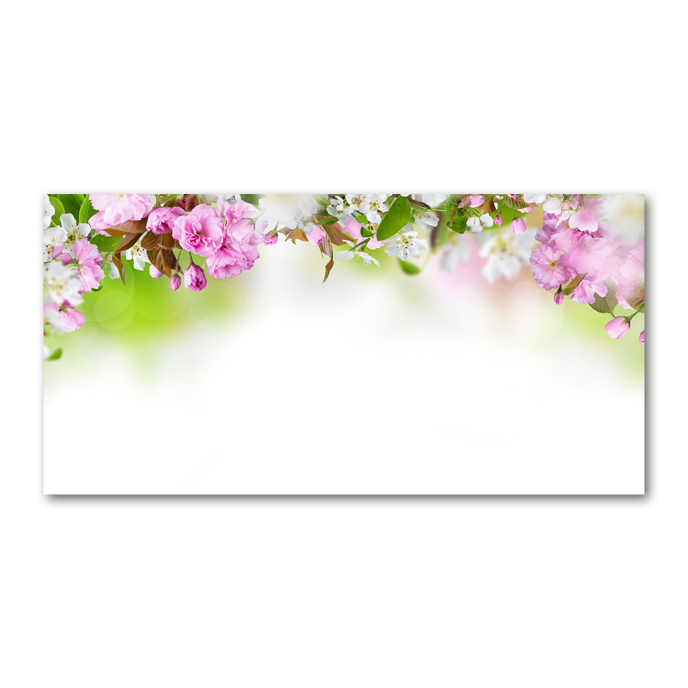 Glass picture wall art Spring flowers