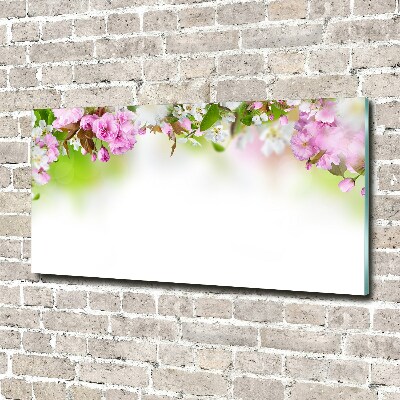 Glass picture wall art Spring flowers