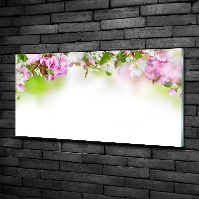 Glass picture wall art Spring flowers