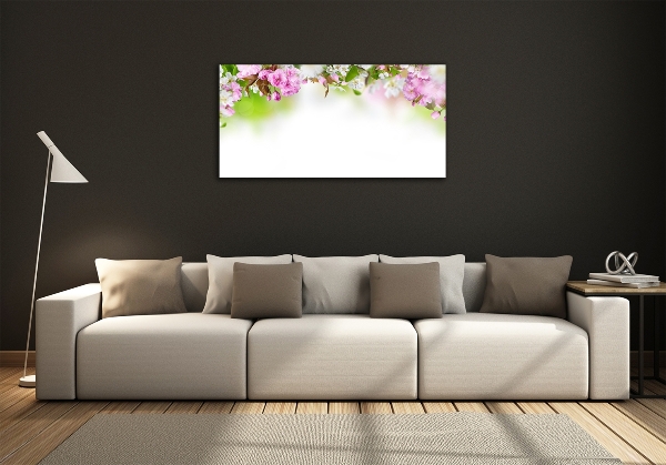 Glass picture wall art Spring flowers