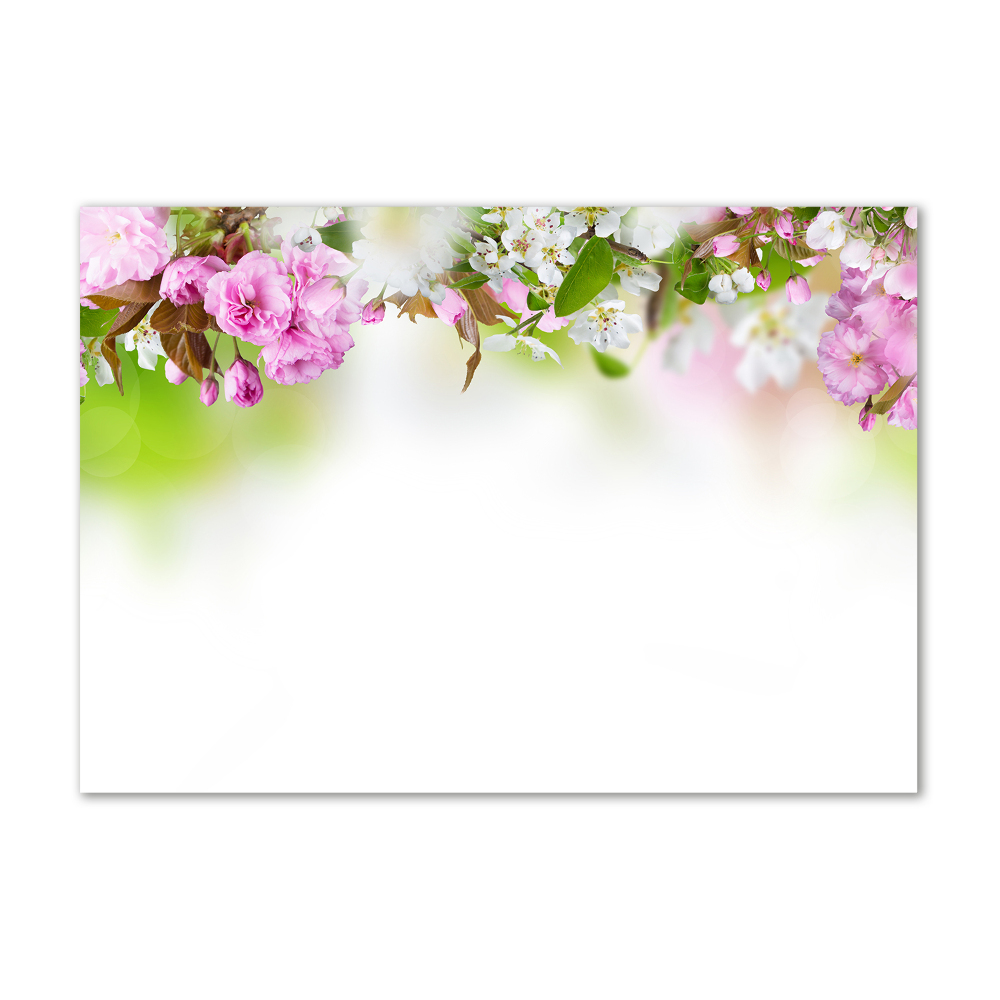 Glass picture wall art Spring flowers