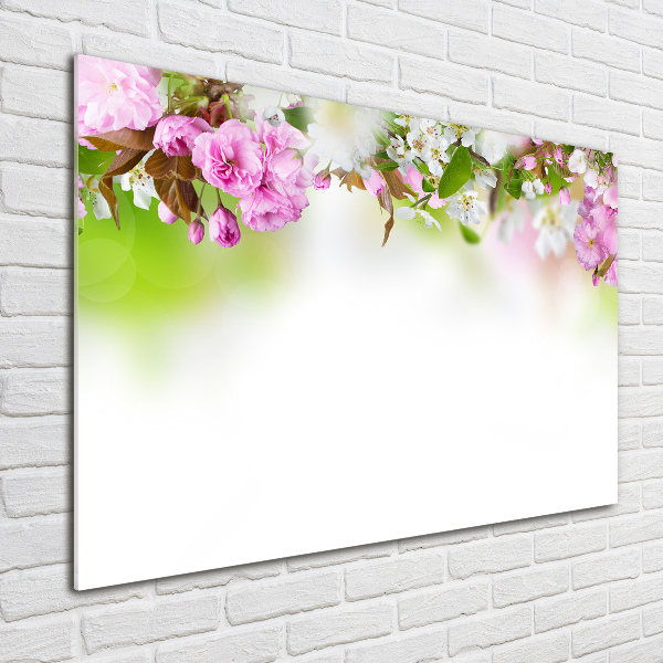 Glass picture wall art Spring flowers