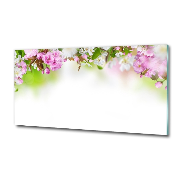 Glass picture wall art Spring flowers