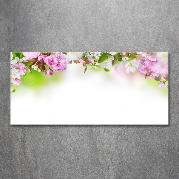 Glass picture wall art Spring flowers