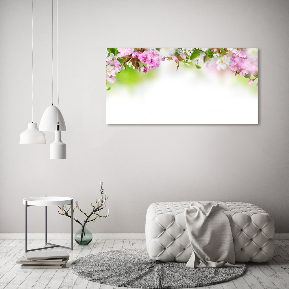 Glass picture wall art Spring flowers