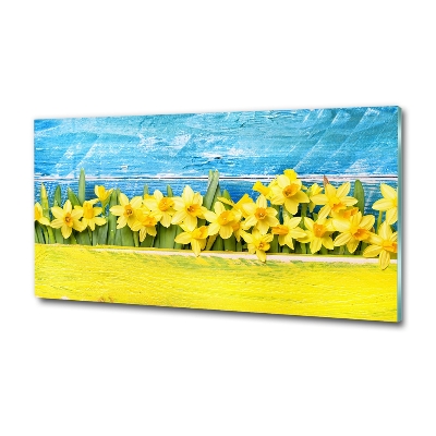 Glass picture wall art Daffodil