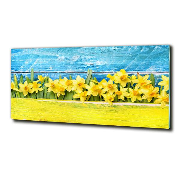 Glass picture wall art Daffodil