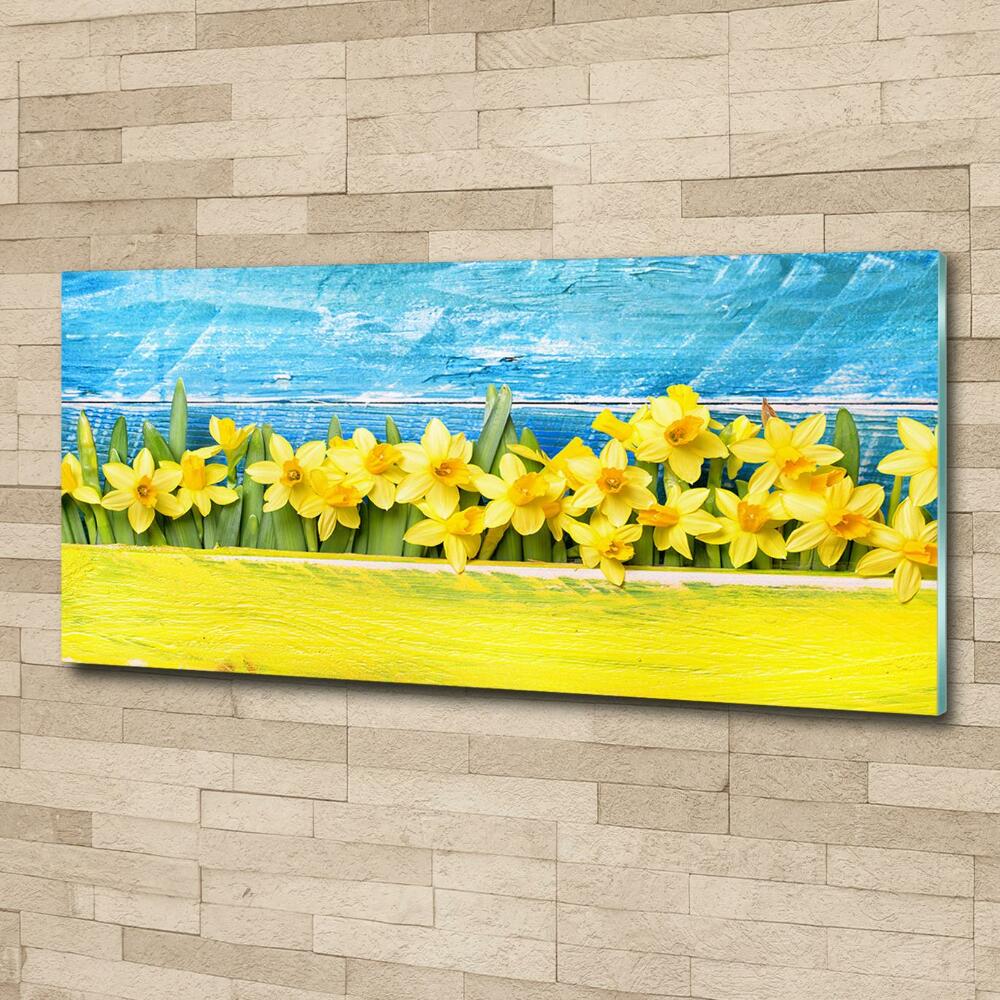 Glass picture wall art Daffodil