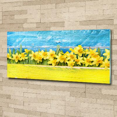 Glass picture wall art Daffodil