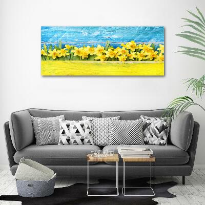 Glass picture wall art Daffodil