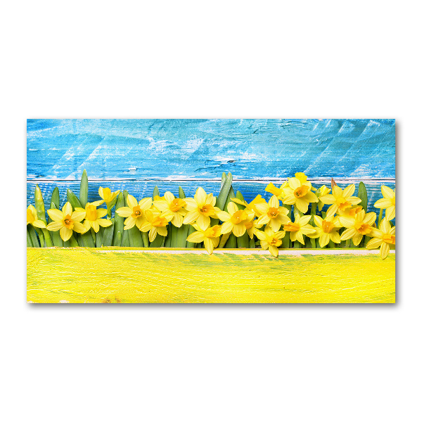 Glass picture wall art Daffodil