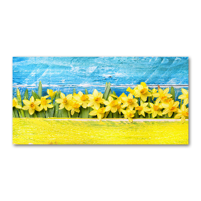 Glass picture wall art Daffodil