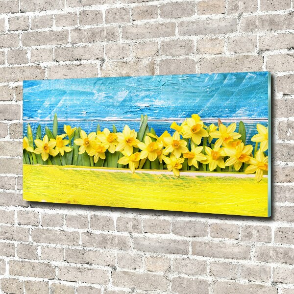 Glass picture wall art Daffodil