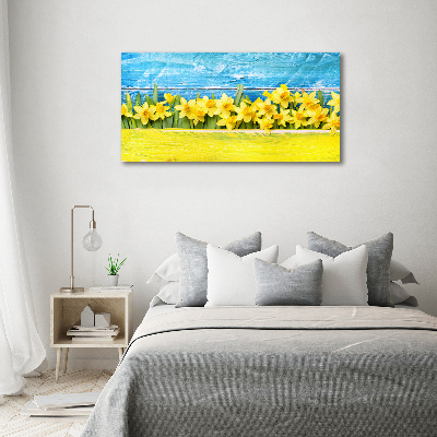 Glass picture wall art Daffodil