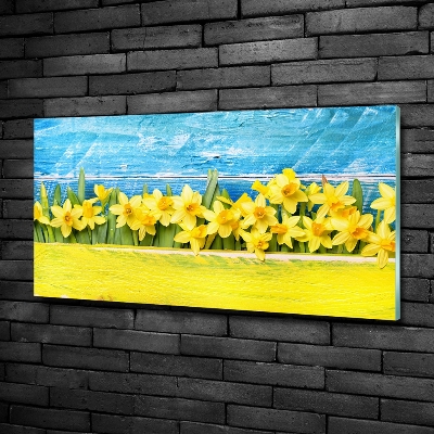 Glass picture wall art Daffodil