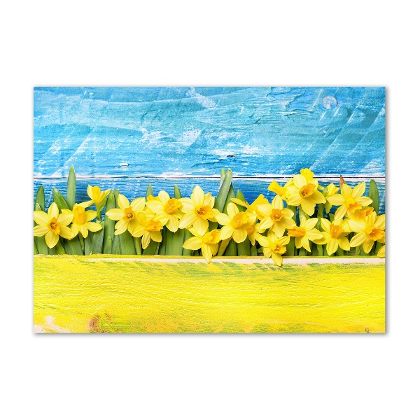 Glass picture wall art Daffodil