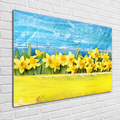 Glass picture wall art Daffodil