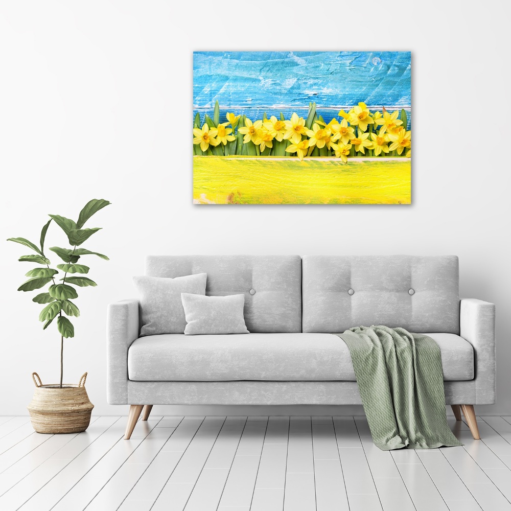 Glass picture wall art Daffodil