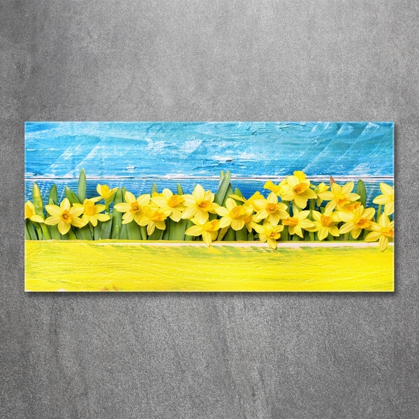 Glass picture wall art Daffodil