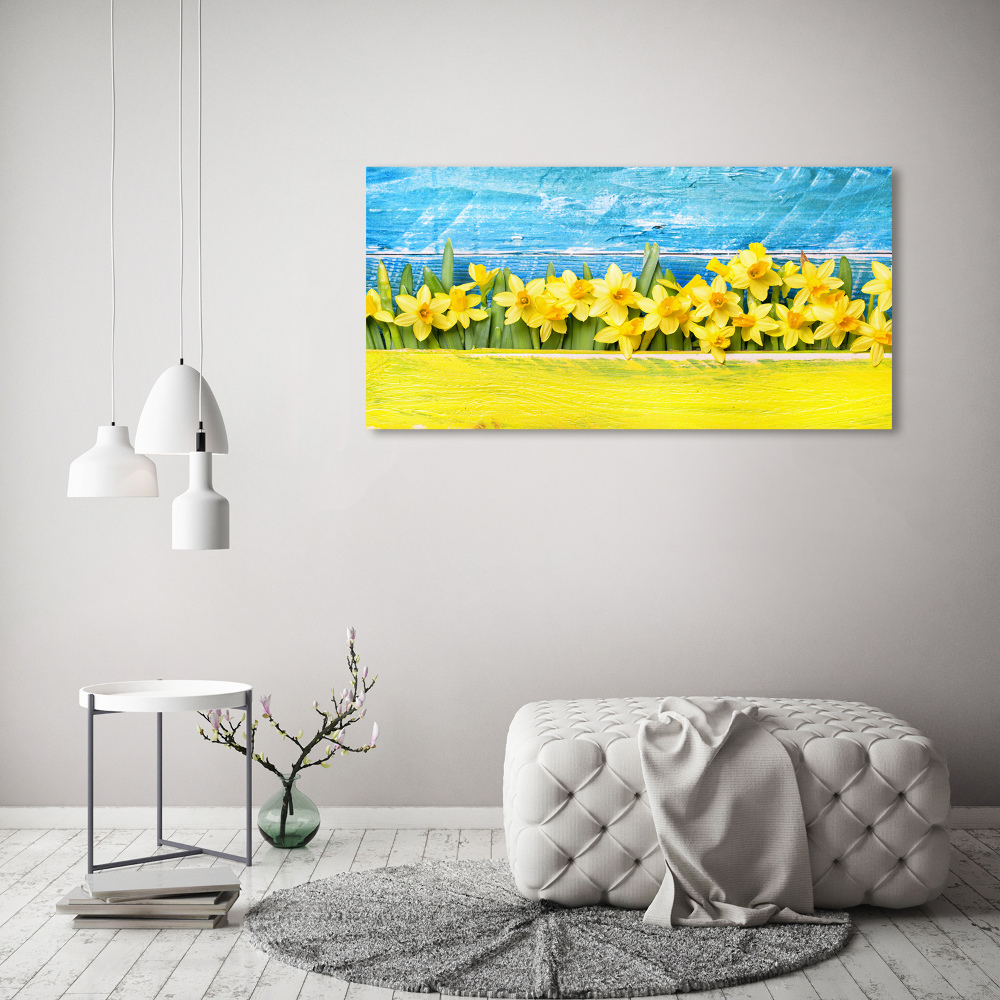 Glass picture wall art Daffodil