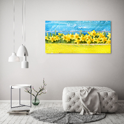 Glass picture wall art Daffodil