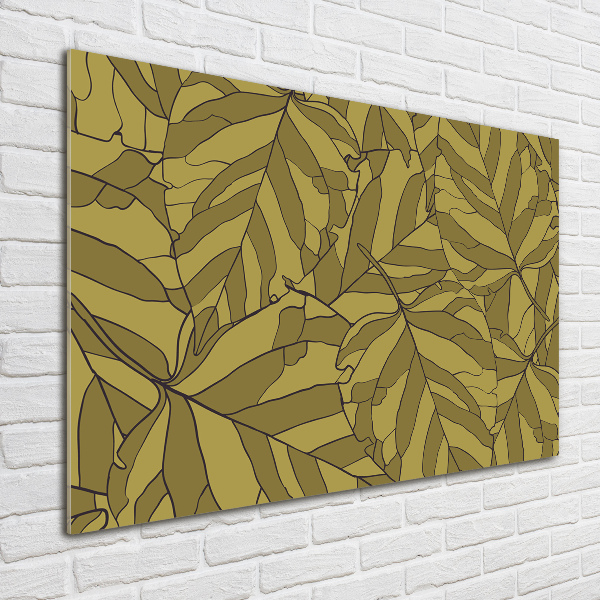 Glass wall art Leaves