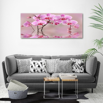 Printed glass wall art Pink orchid