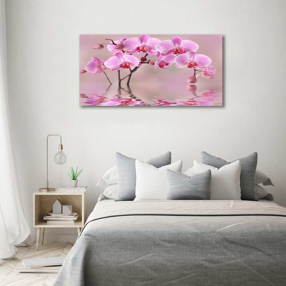 Printed glass wall art Pink orchid