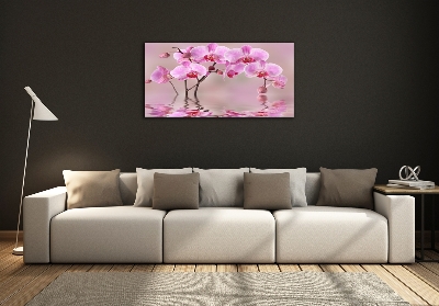 Printed glass wall art Pink orchid