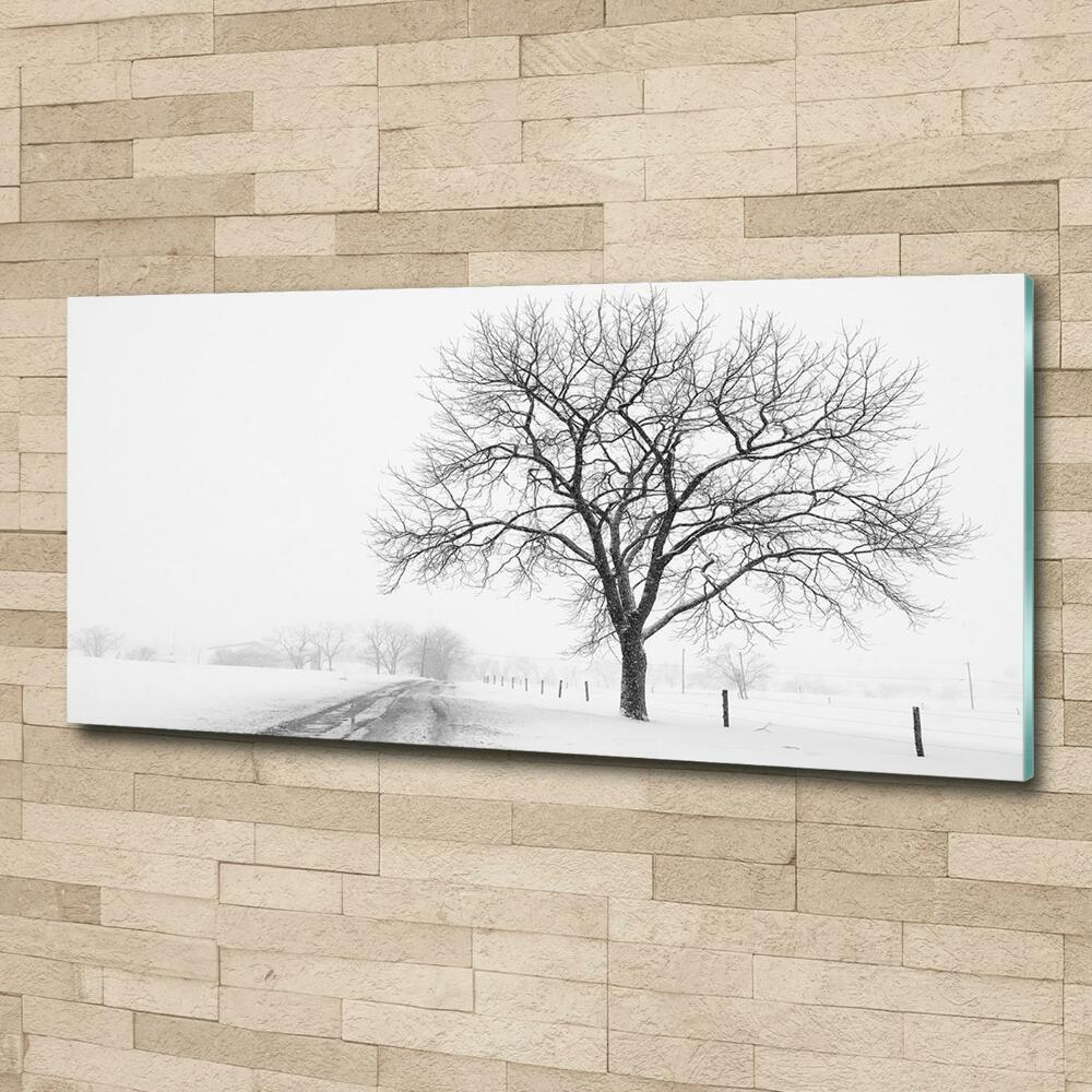 Wall art on glass Winter tree