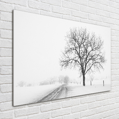 Wall art on glass Winter tree