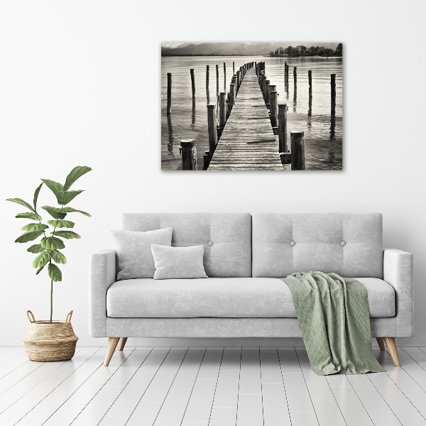 Wall art on glass Wooden pier