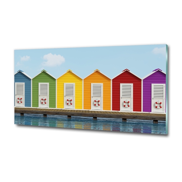 Glass picture print Beach cabins