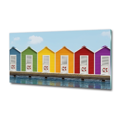 Glass picture print Beach cabins