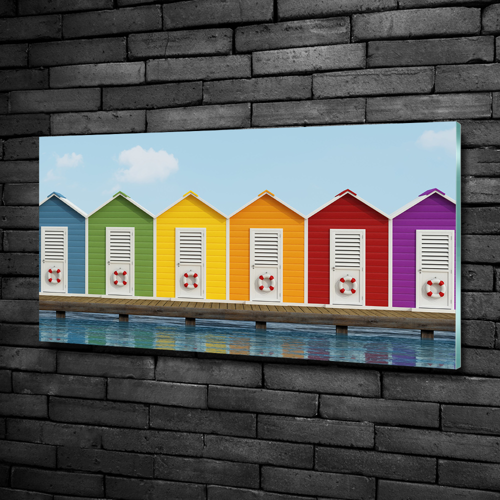 Glass picture print Beach cabins