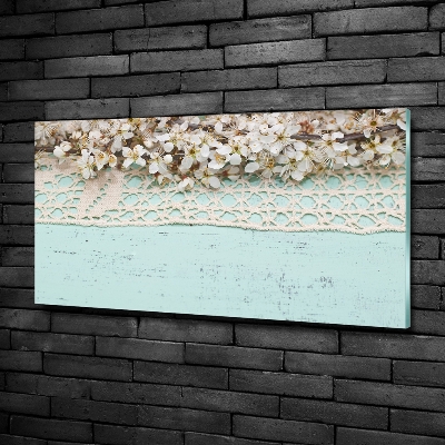 Printed glass wall art Cherry blossoms