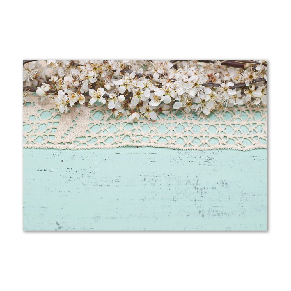 Printed glass wall art Cherry blossoms