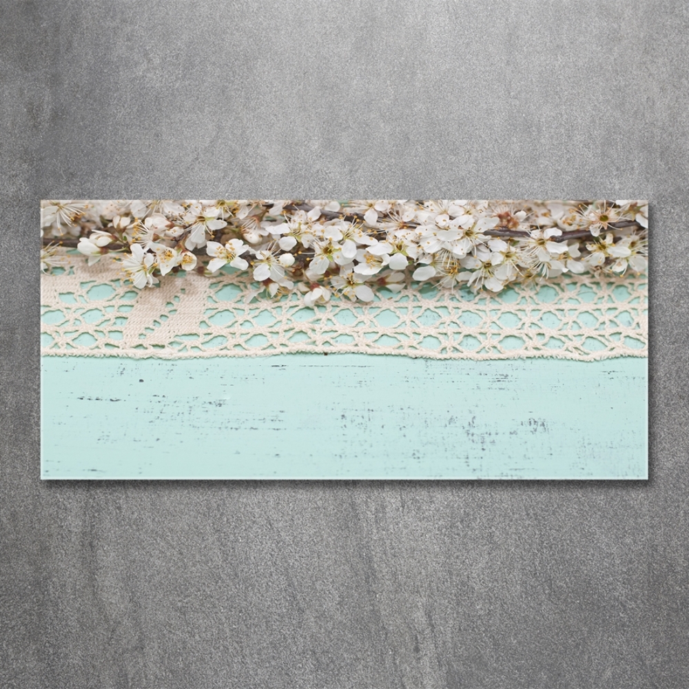 Printed glass wall art Cherry blossoms