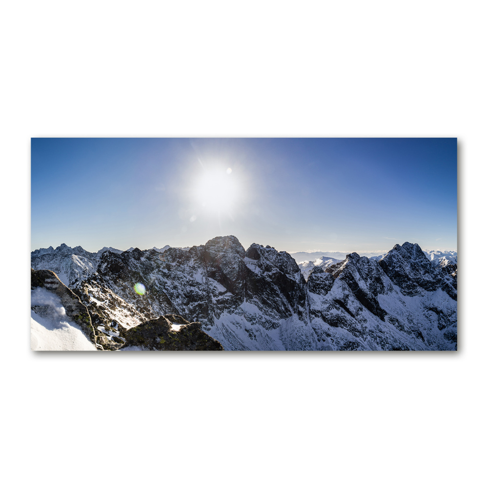 Glass wall art Winter in the tatra mountains