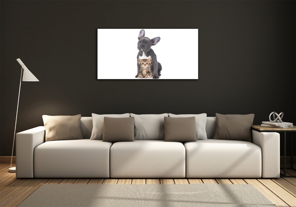 Glass art print Dog and cat